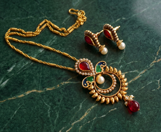 Antique red necklace set dj-06540