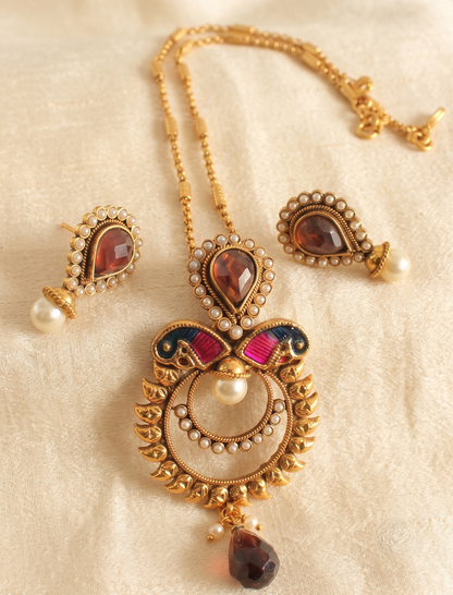 Beautiful Antique Amethyst Necklace Set-dj06542