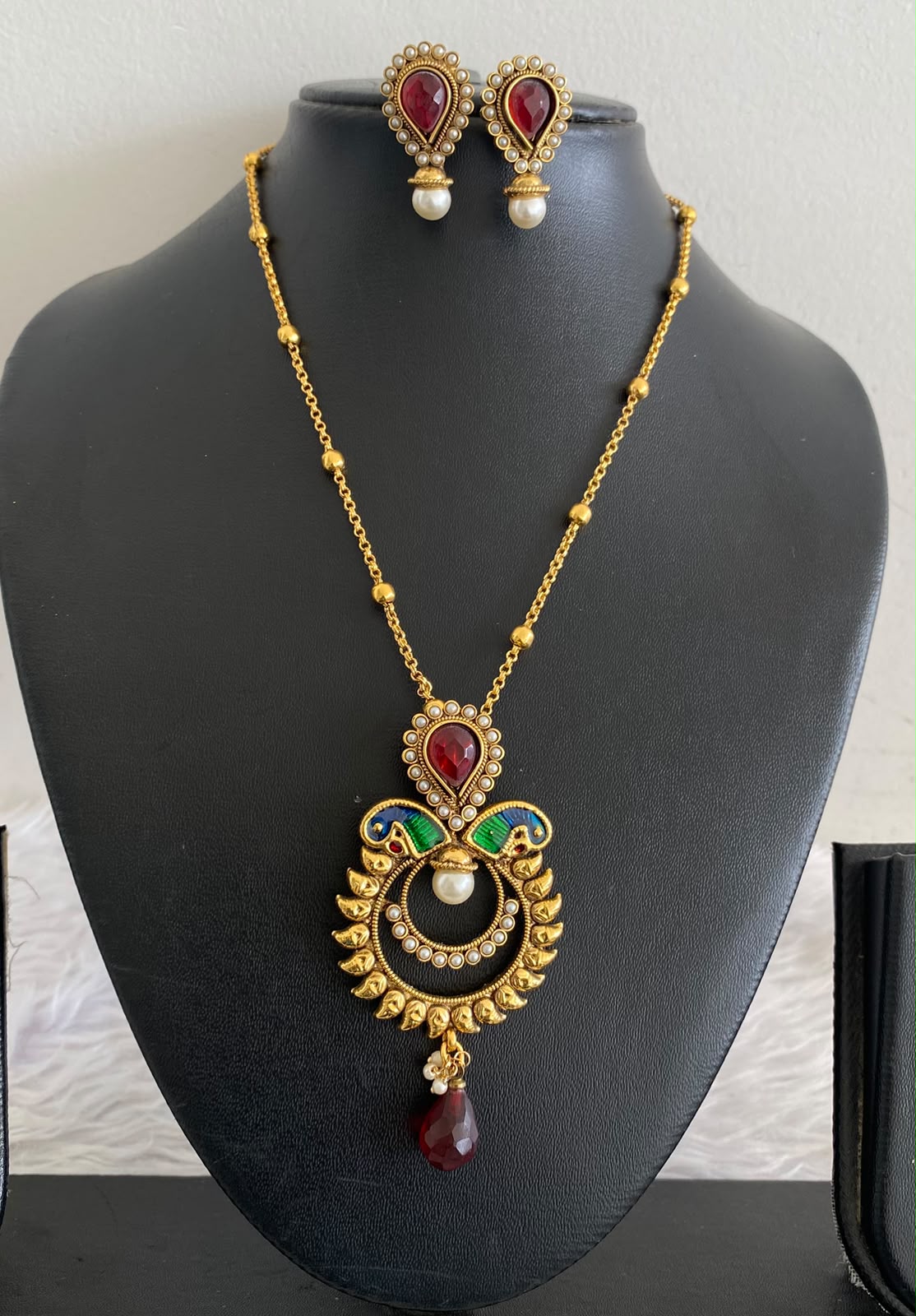 Beautiful Antique Maroon Necklace Set-dj06544