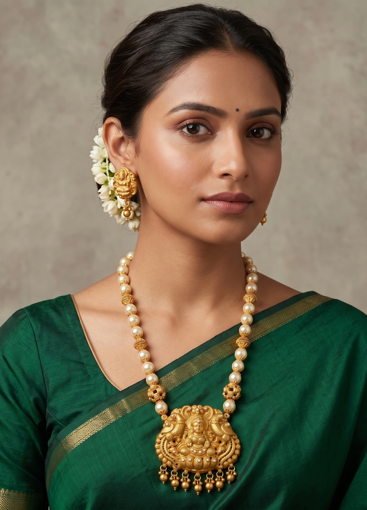 Matte finish pearl Lakshmi designer short haar set dj-06613