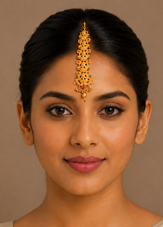 Matte Finish Kemp-green Lakshmi Tikka-dj06628