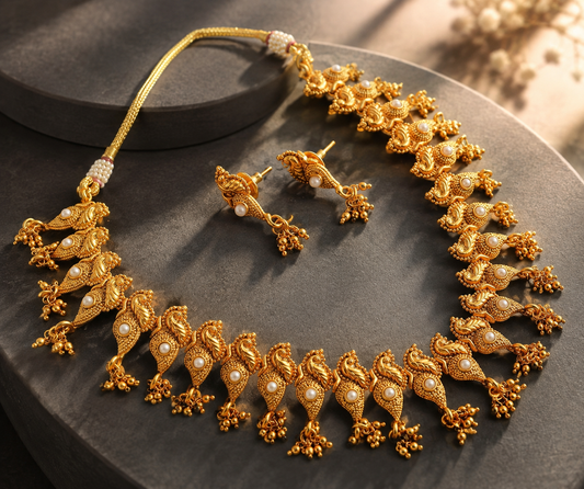 Awesome Antique Pearl Peacock Necklace Set-dj06686