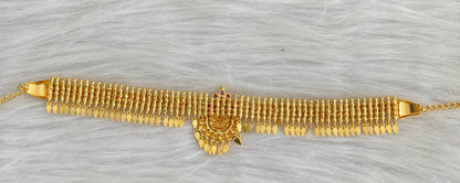 Gold tone kerala style elakka pink stone lakshmi choker necklace dj-54106