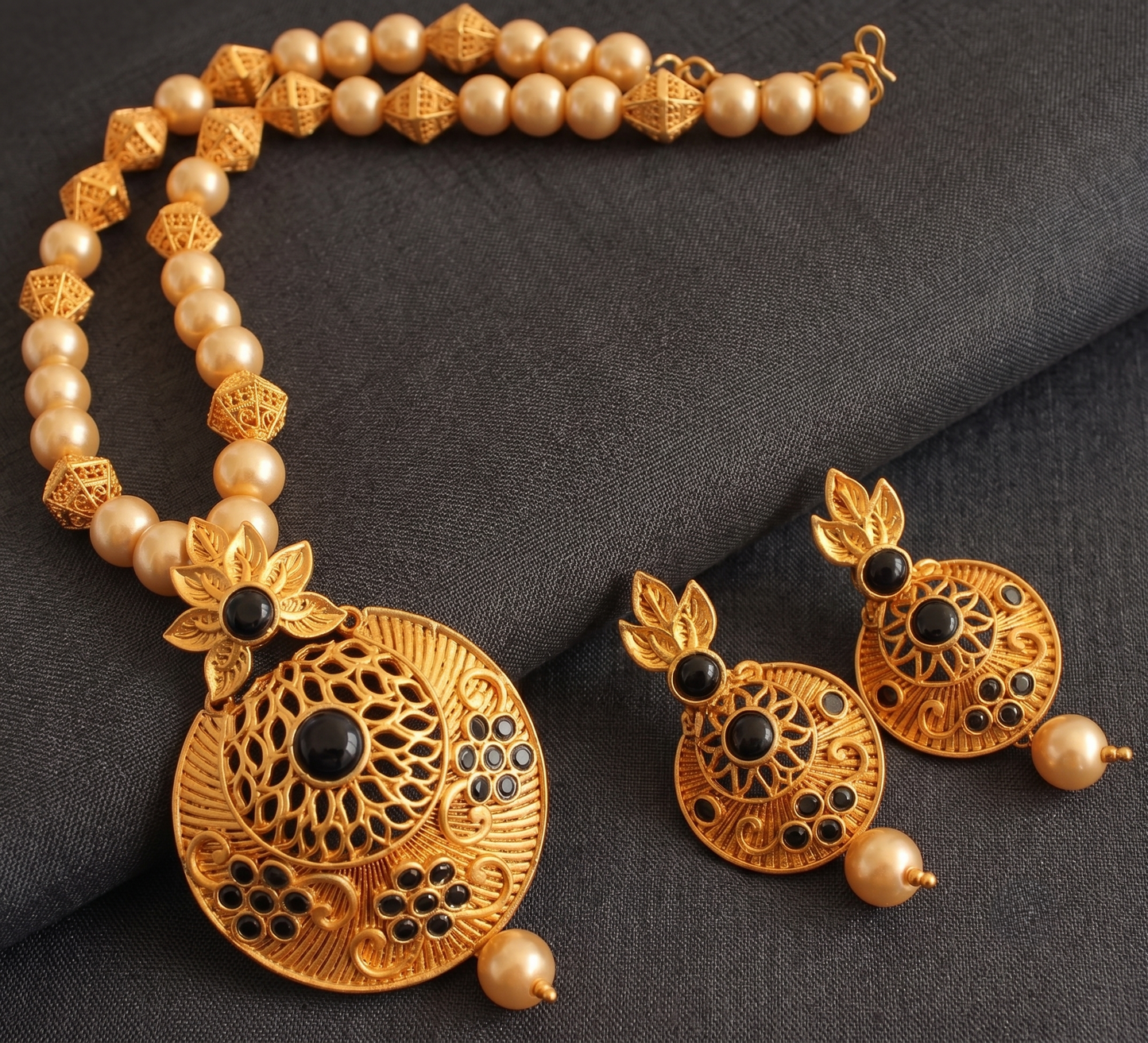 Royal Matte Finish Blue Necklace Set-dj06810