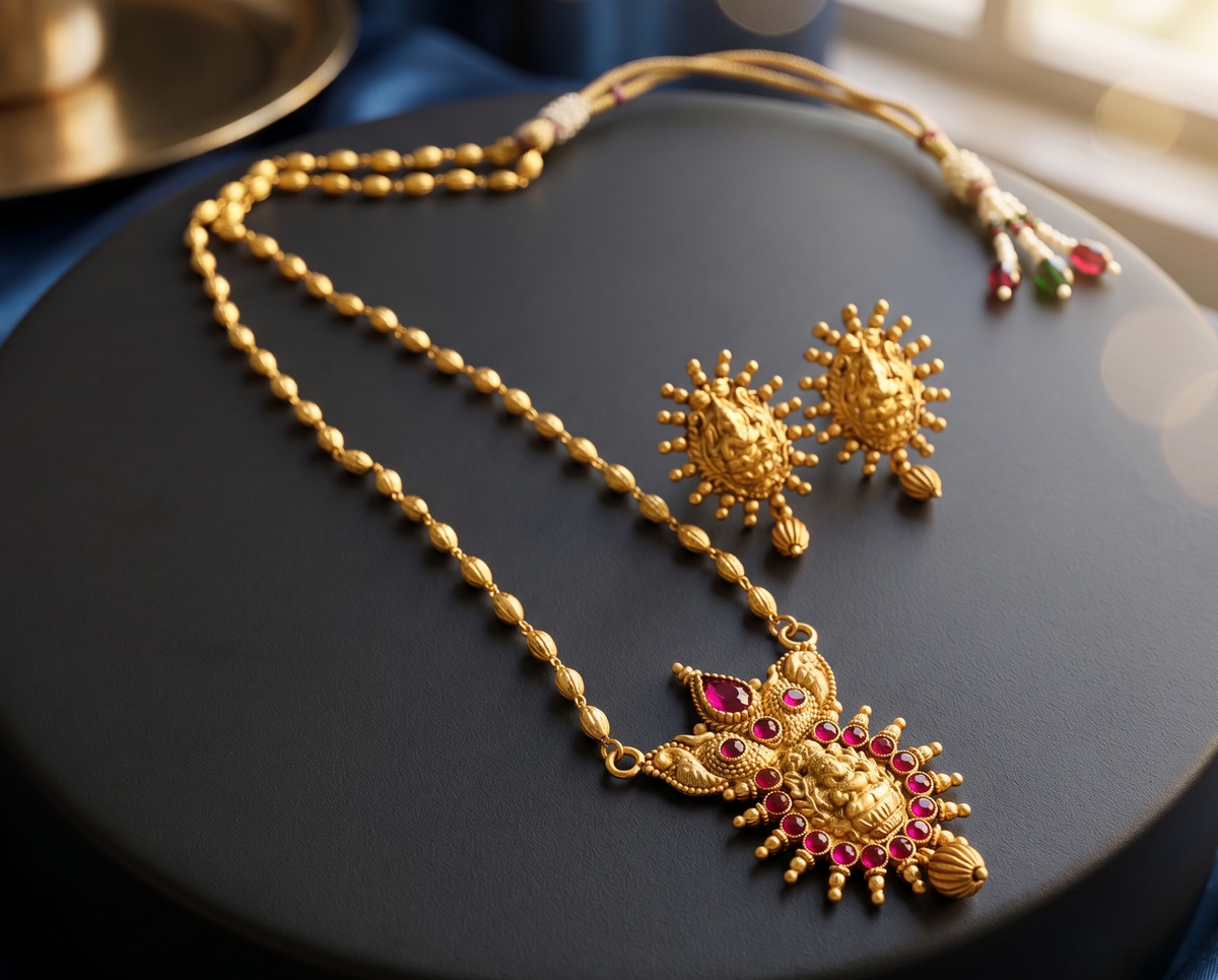 Antique gold tone kemp lakshmi necklace set dj-06867
