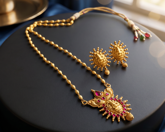Antique gold tone kemp lakshmi necklace set dj-06867