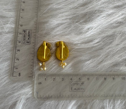 Gold tone pink-green kundan jadau mango bugadi earrings dj-51148