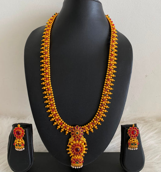 Antique gold tone kemp-green peacock haar set dj-06928