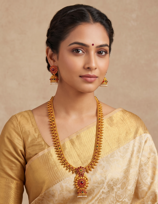 Antique gold tone kemp-green peacock haar set dj-06928