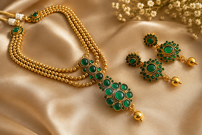 Beautiful Antique Green Necklace Set-dj06977