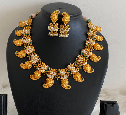 Matte finish green mango necklace set dj-06980
