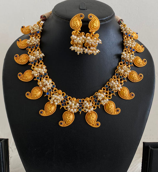 Matte finish blue mango necklace set dj-06981