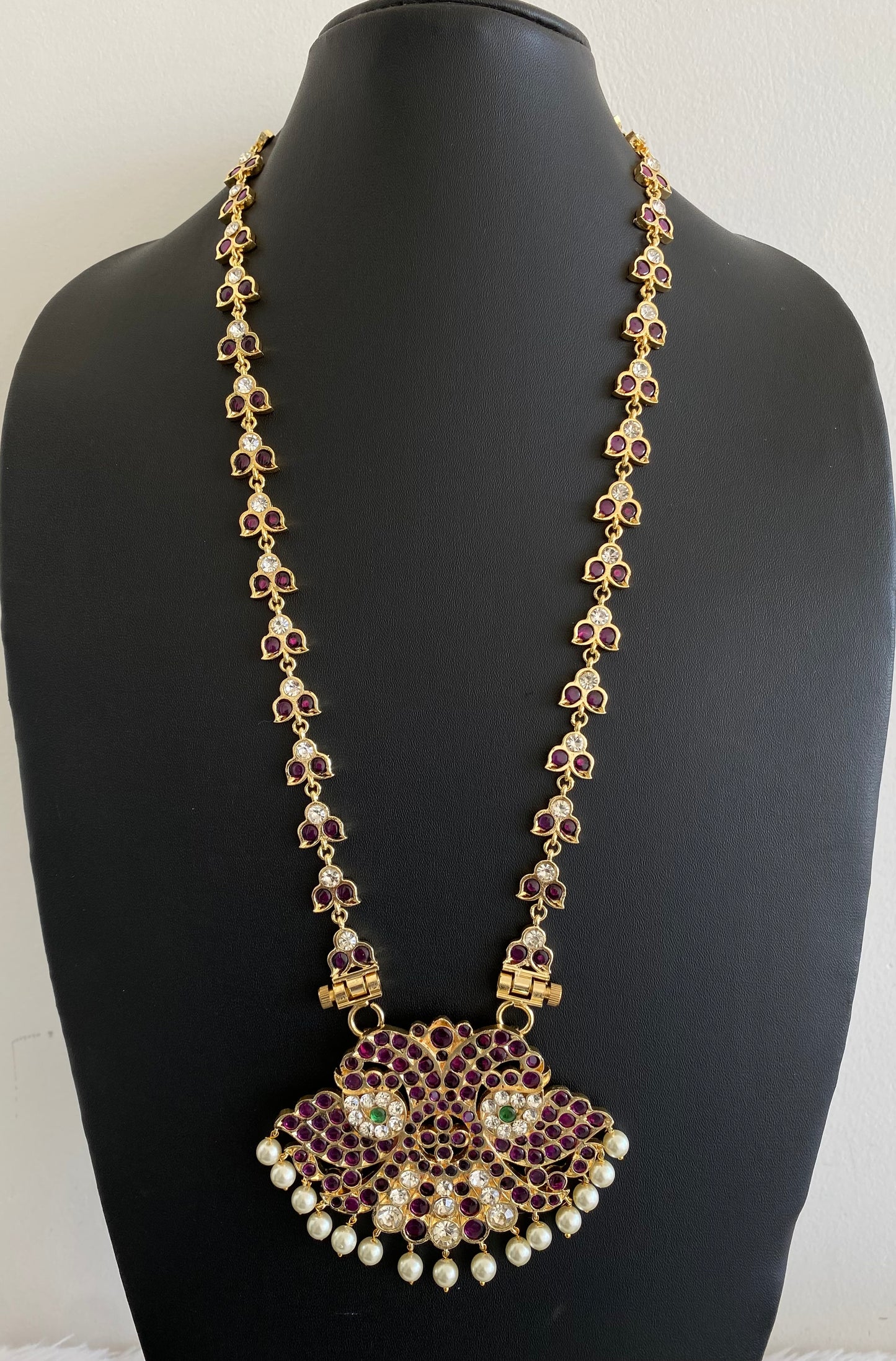 Gold tone precious kemp-white-green pearl ganda berunda haar dj-53361