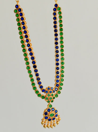 Matte finish blue-green double layer attigai/necklace set dj-53179