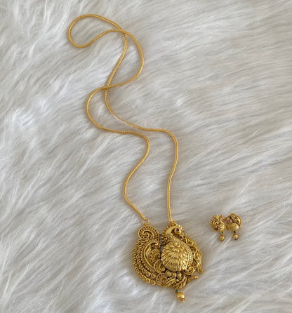 Antique gold tone 30 inches chain with annapakshi pendant set dj-54521