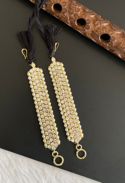 Gold tone AD white stone pearl ear side chain dj-53383
