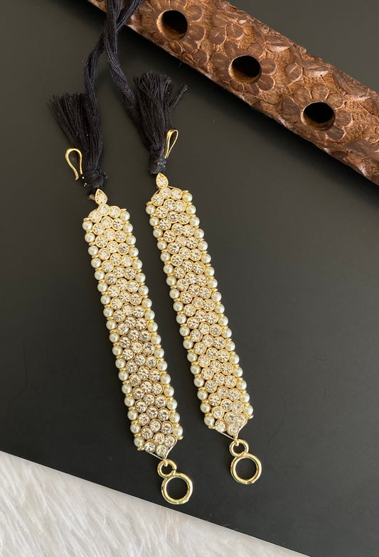 Gold tone AD white stone pearl ear side chain dj-53383