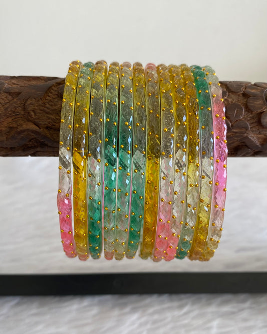 Set of 12 multi color glass bangles(2.6) dj-52878