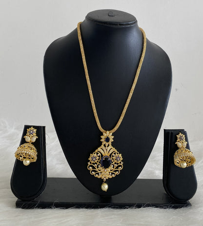 Gold tone Cz-blue mango necklace set dj-07036