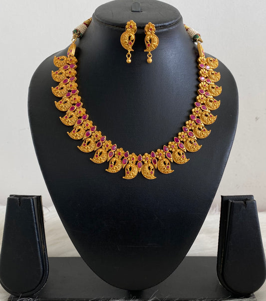 Matte finish ruby mango necklace set-dj07087