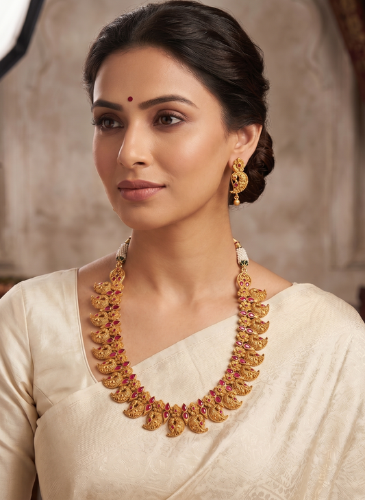 Matte finish ruby mango necklace set-dj07087
