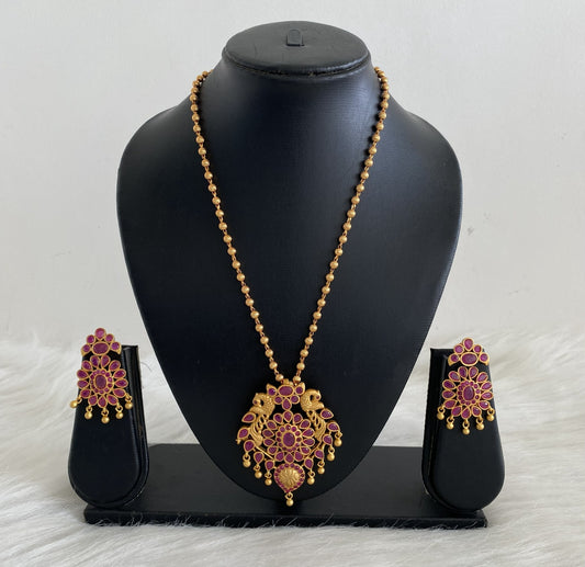 Matte finish ruby peacock necklace set dj-07110