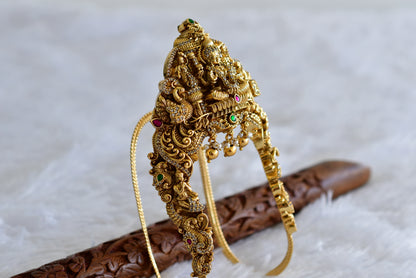 Antique gold tone cz pink-green jadau lakshmi peacock nakshi vanki/bajuband dj-51968