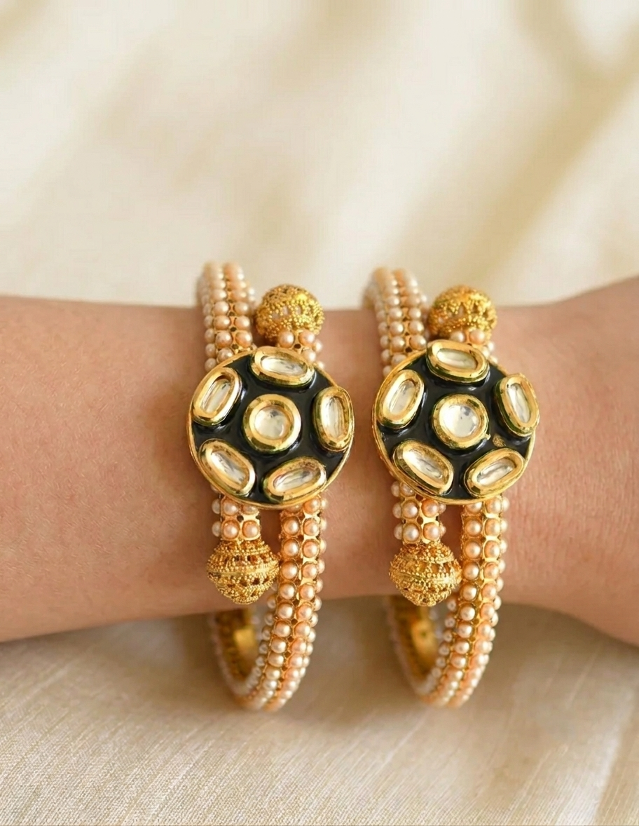 Antique Pearl Kundan kada/Bangles (2.8) dj-07195
