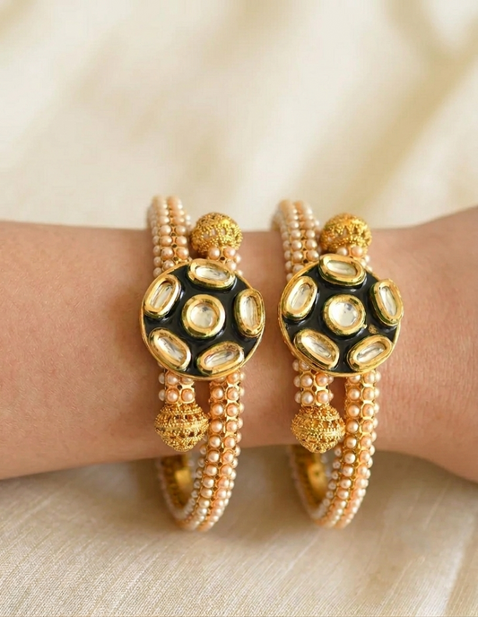 Antique Pearl Kundan kada/Bangles (2.8) dj-07195
