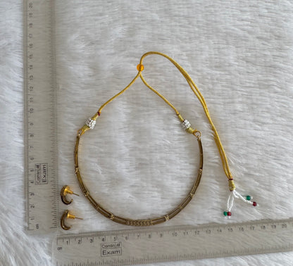 Antique gold tone cz white kanti necklace set dj-52120