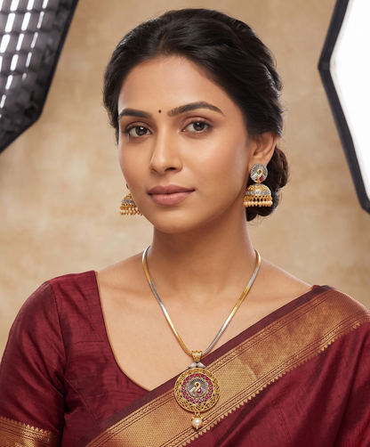 Two Tone Pink pearl Peacock Necklace Set-dj07444