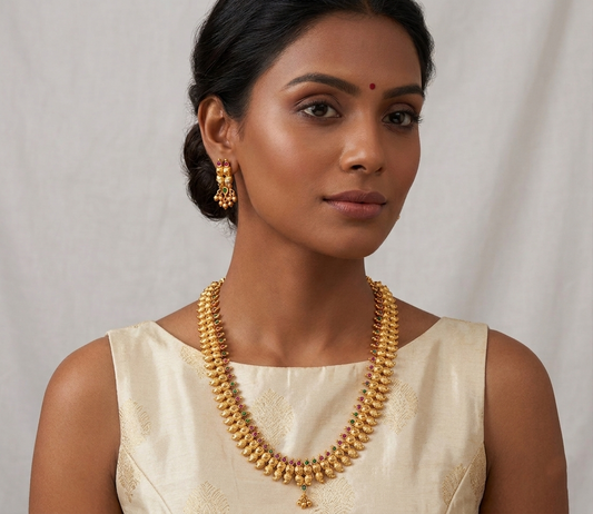 Gold tone ruby-emerald mango short haar set dj-07458