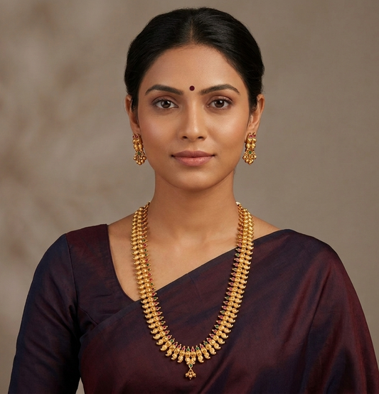 Gold tone ruby-emerald mango short haar set dj-07458
