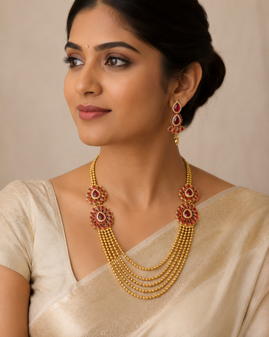 Antique gold tone kemp multilayer short haar set dj-07503
