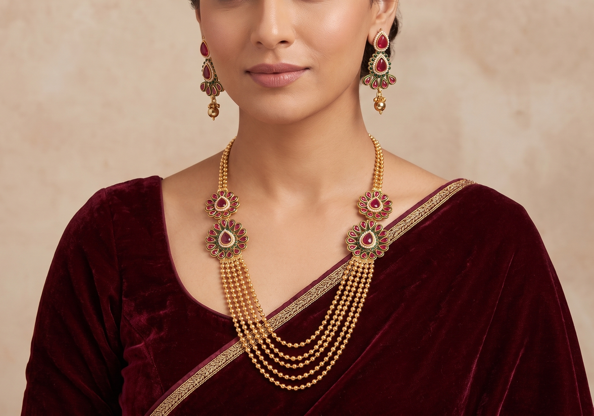 Antique gold kemp-green multilayer short haar set dj-07504
