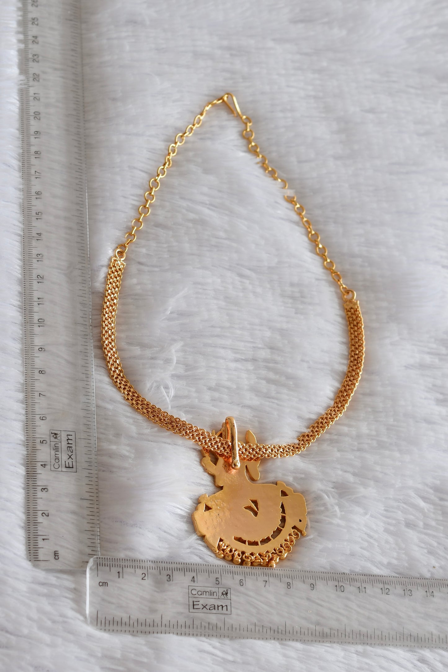 Gold tone South Indian style AD multicolor Kamakshi necklace dj-52216