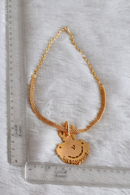 Gold tone South Indian style AD multicolor Kamakshi necklace dj-52216