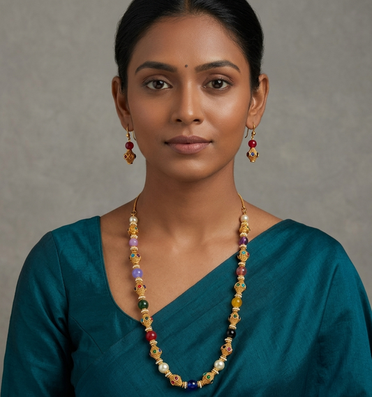 Matte Finish Handmade Multi Designer Beads Necklace Set-dj07587