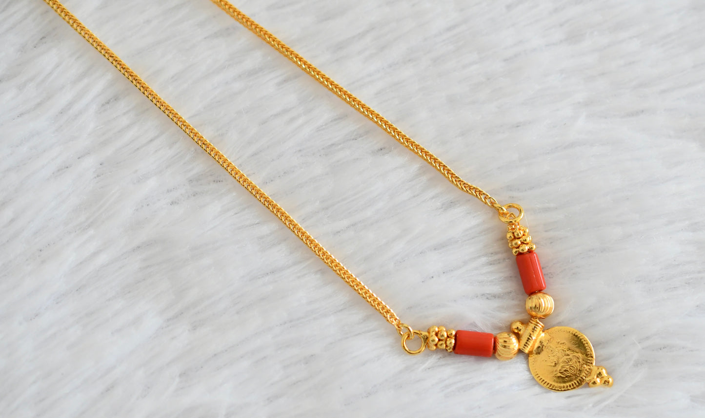 Gold tone coral lakshmi necklace dj-53083