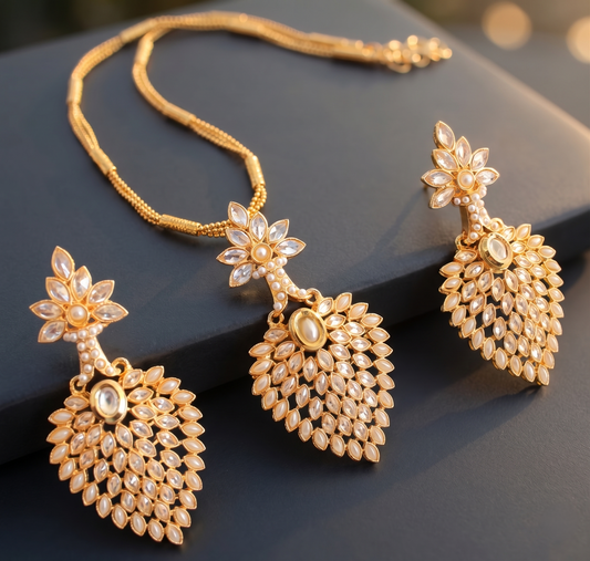 Antique Gold Tone Pearl Grape Necklace Set-dj07601