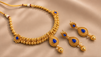 Beautiful Antique Blue Necklace Set-dj07610
