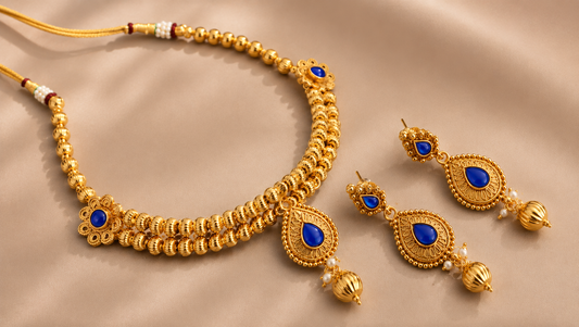 Beautiful Antique Blue Necklace Set-dj07610