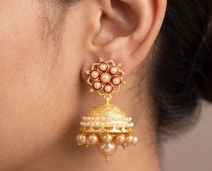 Matte finish pearl jhumkka -dj07632