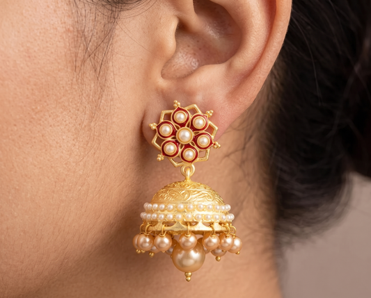 Matte finish pearl jhumkka -dj07632