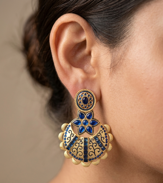 Matte finish blue bali earrings dj-07640