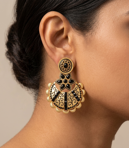 Matte finish black bali earrings dj-07643