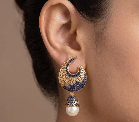 Matte finish blue pearl earrings-dj07654