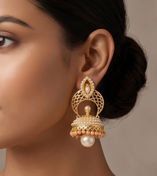Matte finish pearl jhumkka -dj07655
