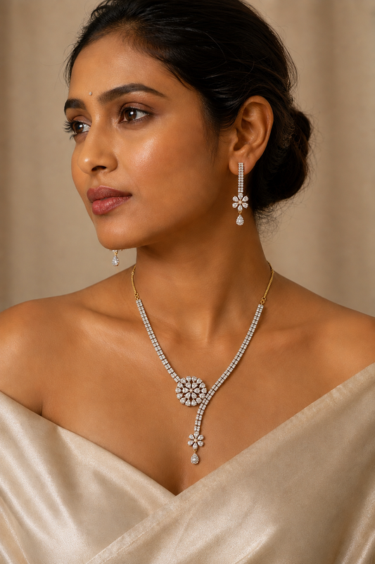 Beautiful Cz Designer Necklace Set-dj07663