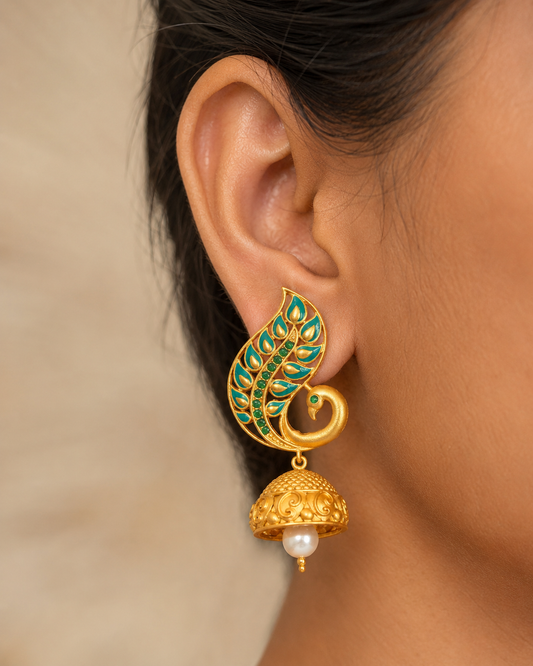 Matte Finish Blue Peacock Jhumkka-dj07692